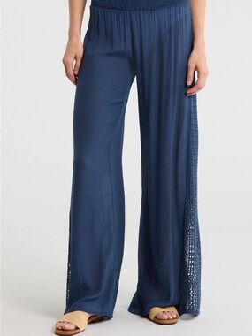 Elan Crochet Cover Up Pants - Navy